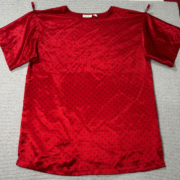 Victoria's Secret Other - Victoria's Secret Pajama Top 80s Vintage‎ M Red Gold Label Satin Coquette Retro
